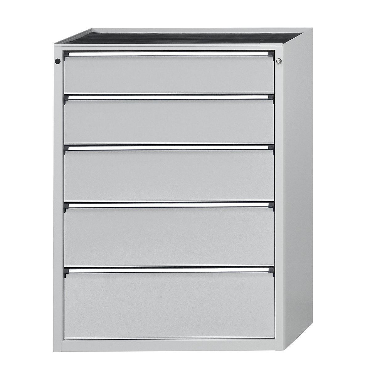 ANKE – Predalnik, ŠxG 910 x 675 mm, nosilnost predalov 200 kg, 5 predalov, višina 1280 mm, sprednji del svetlo siva