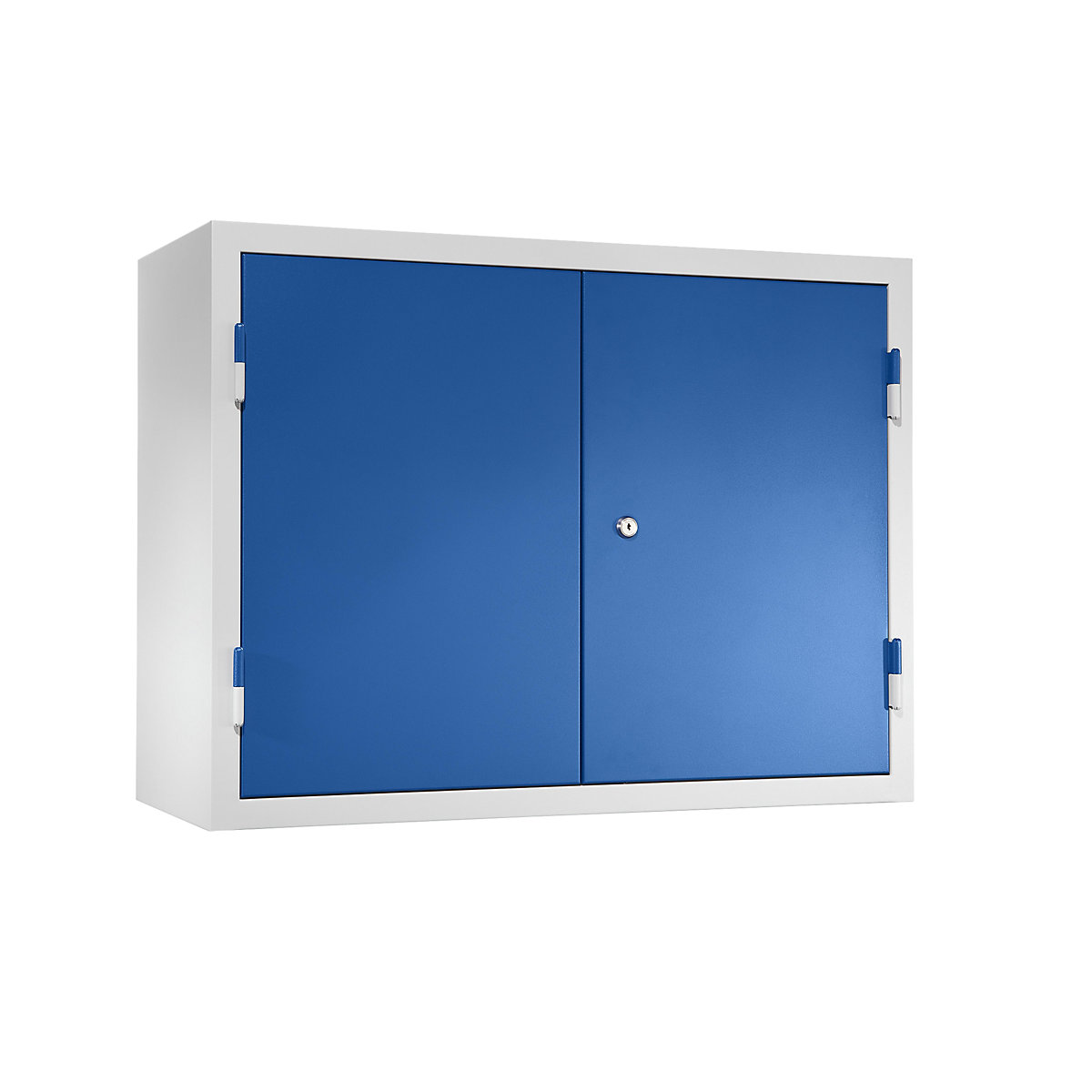 Delavniška viseča omarica – eurokraft basic, VxŠxG 600 x 800 x 320 mm, vrata iz polne pločevine, encijan modra RAL 5010-14