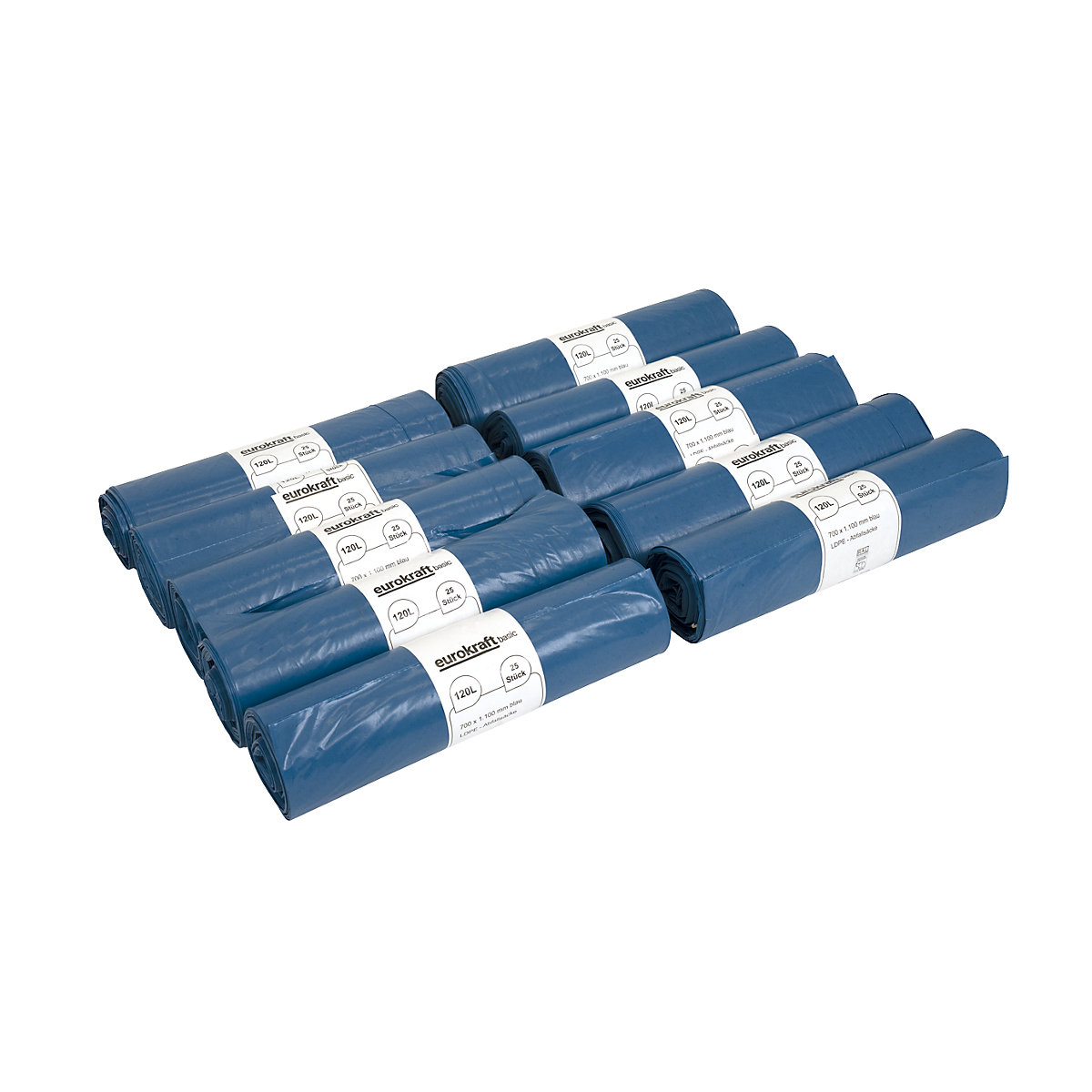 Szemeteszsákok, 100% PCR LDPE, 120 l – eurokraft basic (Termék képe 12)-11