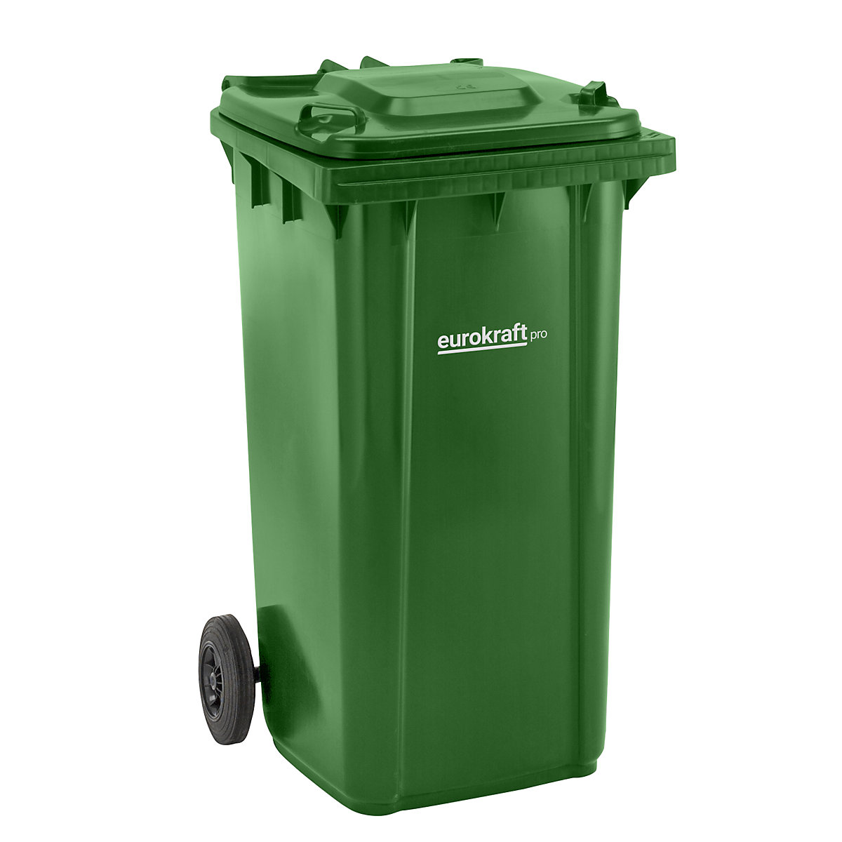 EUROKRAFTpro – Műanyag hulladékgyűjtő, DIN EN 840, űrtartalom 240 l, szé x ma x mé 580 x 1100 x 740 mm, zöld