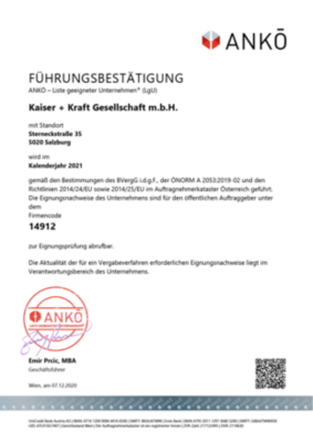 ANKÖ-Zertifikat über {cms.var.company_name} im Auftragnehmerkataster Österreich