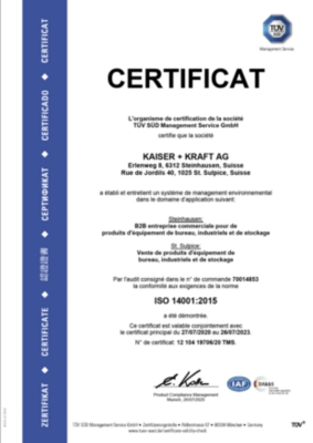 ISO 14001 certificat