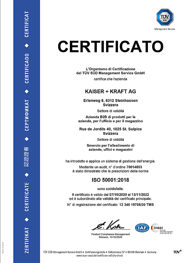 ISO 50001 certificato