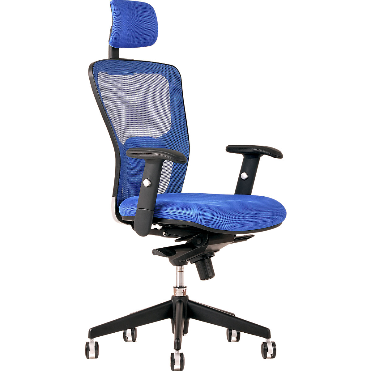 Kancelářská otočná židle DIKE SP, s područkami a univerzálními kolečky, síťované opěradlo modrá / sedák modrá-5