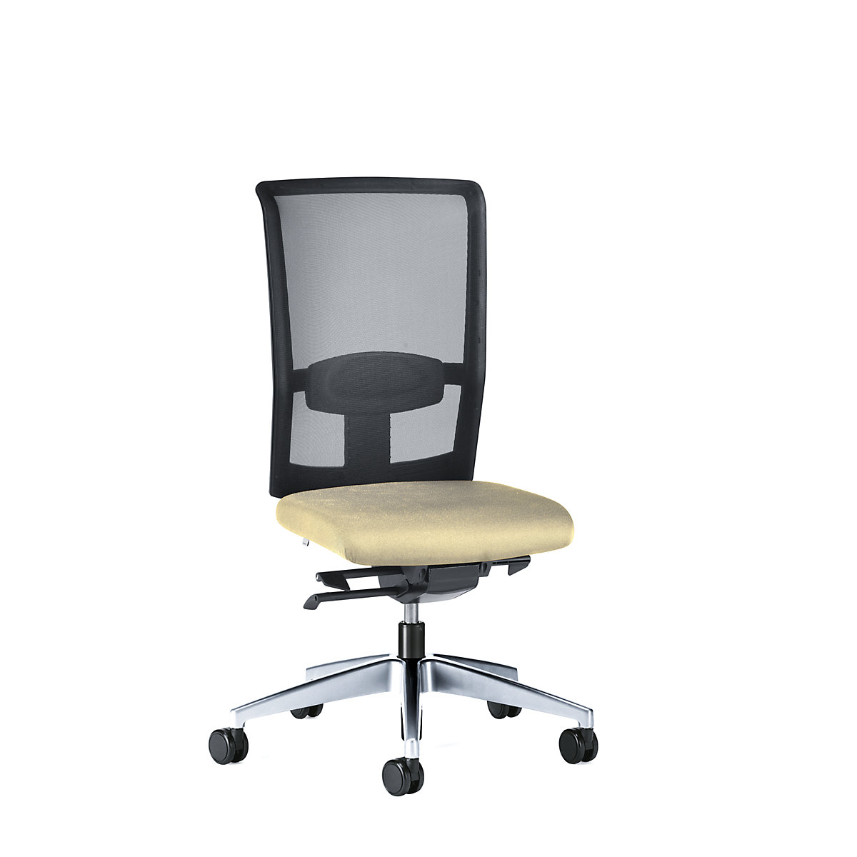 Kancelářská otočná židle GOAL AIR, výška opěradla 545 mm – interstuhl, leštěný podstavec, s tvrdými kolečky, béžová, hloubka sedáku 410 mm-6