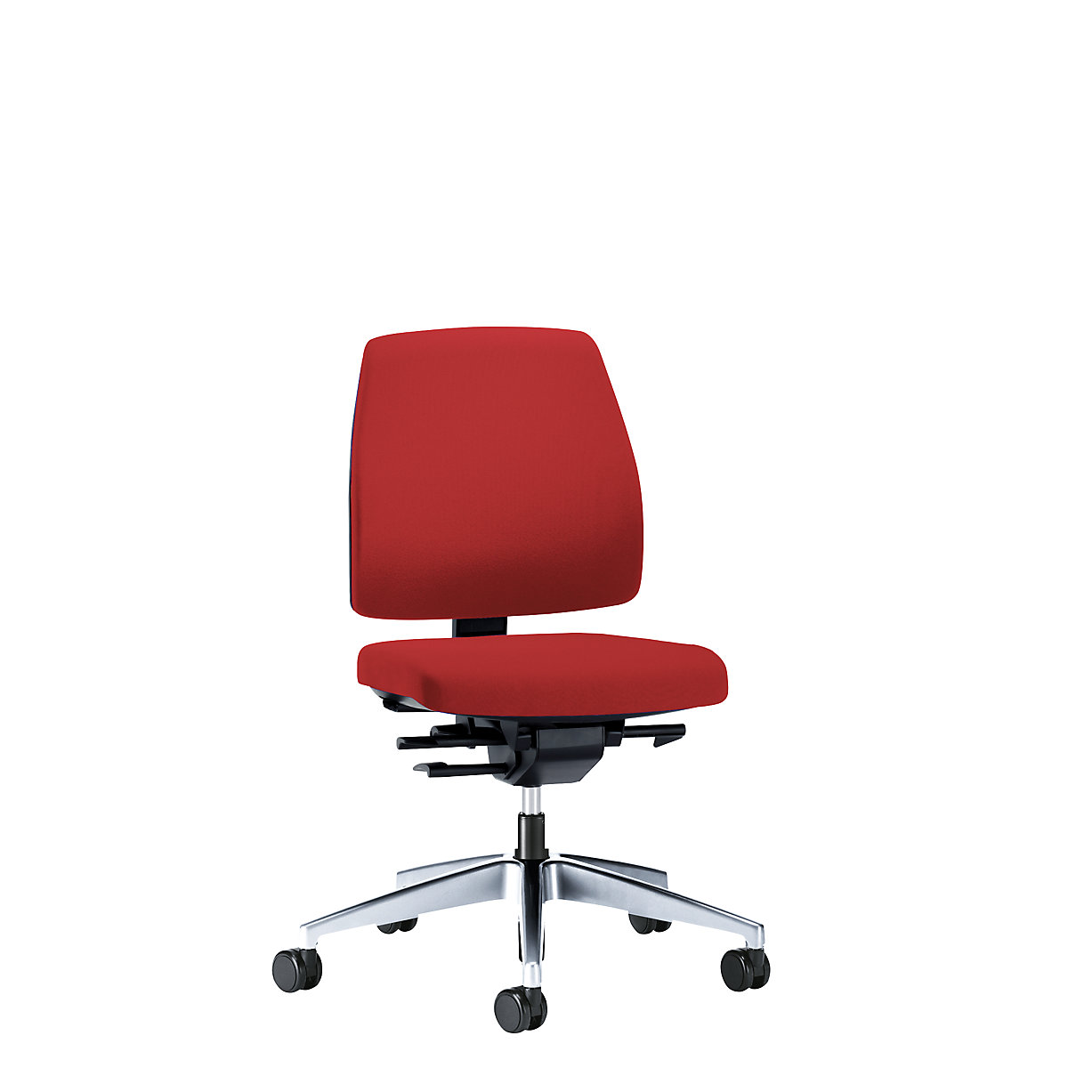 Kancelářská otočná židle GOAL, výška opěradla 430 mm – interstuhl, leštěný podstavec, s měkkými kolečky, ohnivě červená, hloubka sedáku 410 mm-4