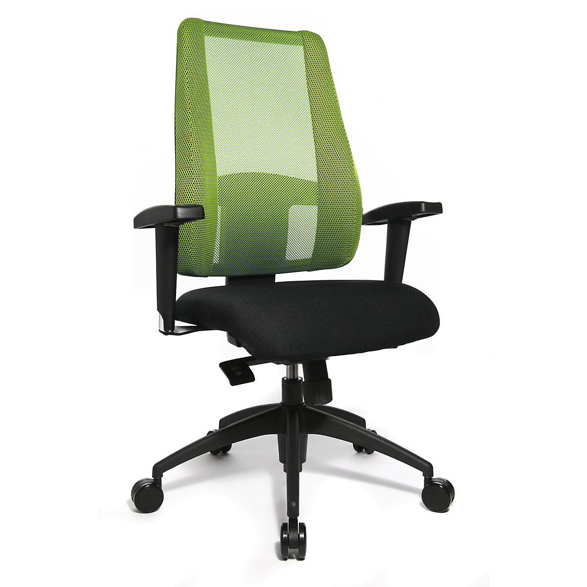 Kancelářská otočná židle LADY SITNESS DELUXE – Topstar, pohyblivá se 7 zónami, černá / zelená-10