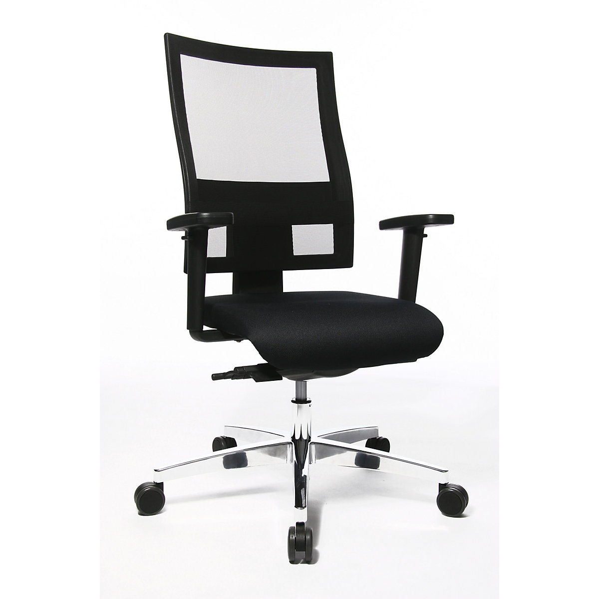 Kancelářská otočná židle PROFI NET 11 – Topstar, výškově přestavitelné područky s měkkými vložkami, černá-8