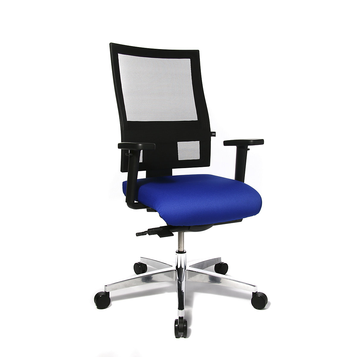 Kancelářská otočná židle PROFI NET 11 – Topstar, výškově přestavitelné područky s měkkými vložkami, modrá-9