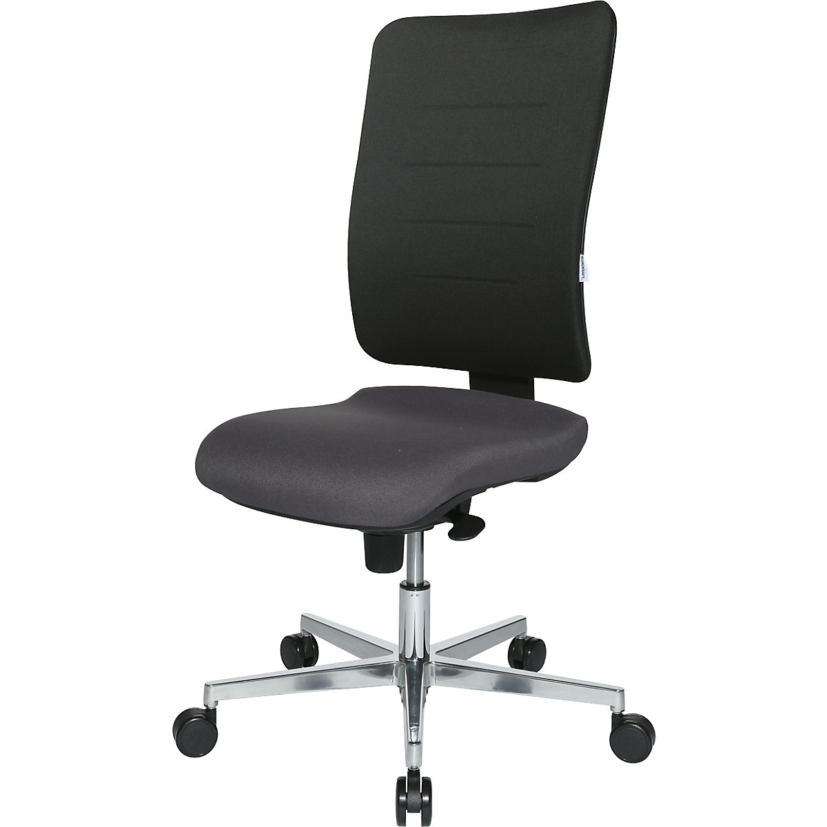 Kancelářská otočná židle V2 – eurokraft pro, čalouněné opěradlo, černá / antracitová-6