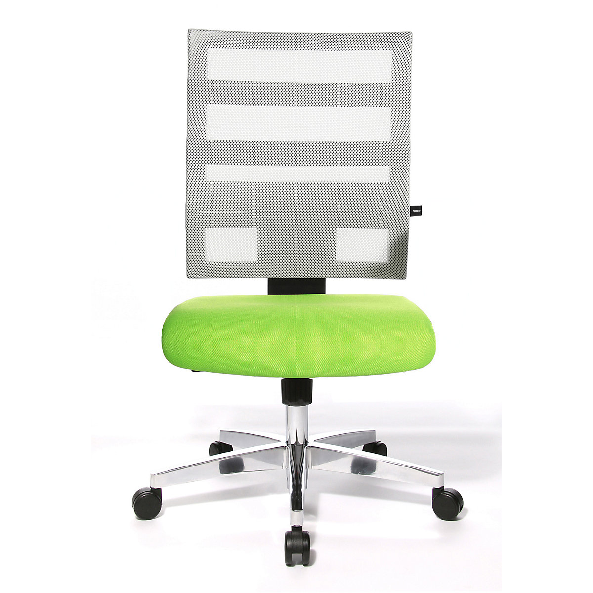 Kancelářská otočná židle X-PANDER – Topstar, síťované opěradlo s elastickými gumovými páskami, bílá / světle zelená-2