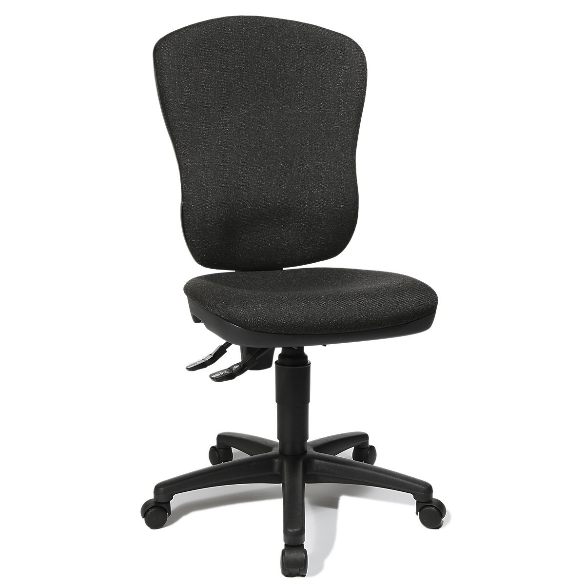 Standardní otočná židle – Topstar, bez područek, s opěrou bederních obratlů, výška opěradla 570 mm, potah antracitový-5
