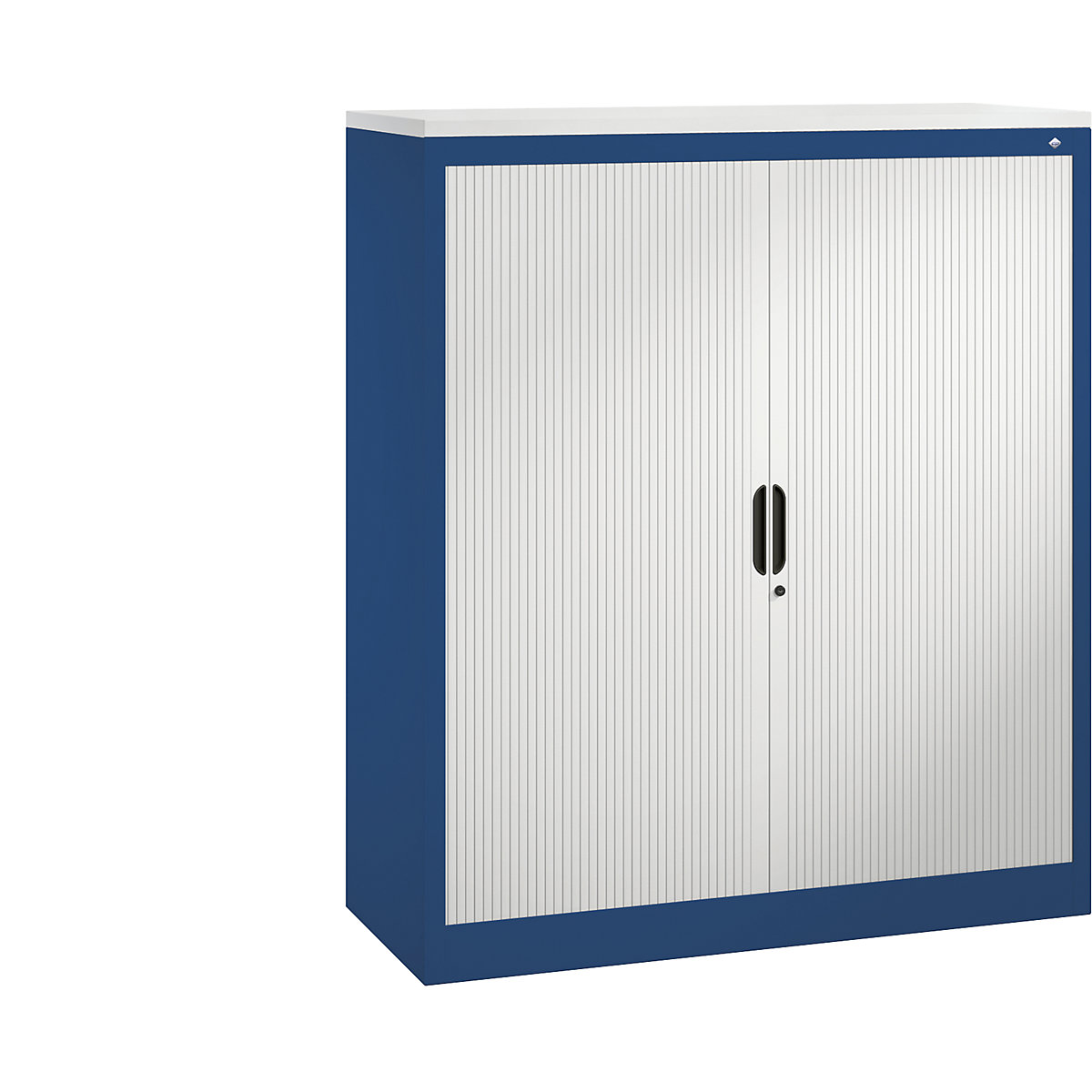 Žaluziová skříň s horizontální žaluzií – C+P, v x š x h 1345 x 1200 x 420 mm, 3 police, 3,5 výšky pořadačů, hořcově modrá / světle šedá-3