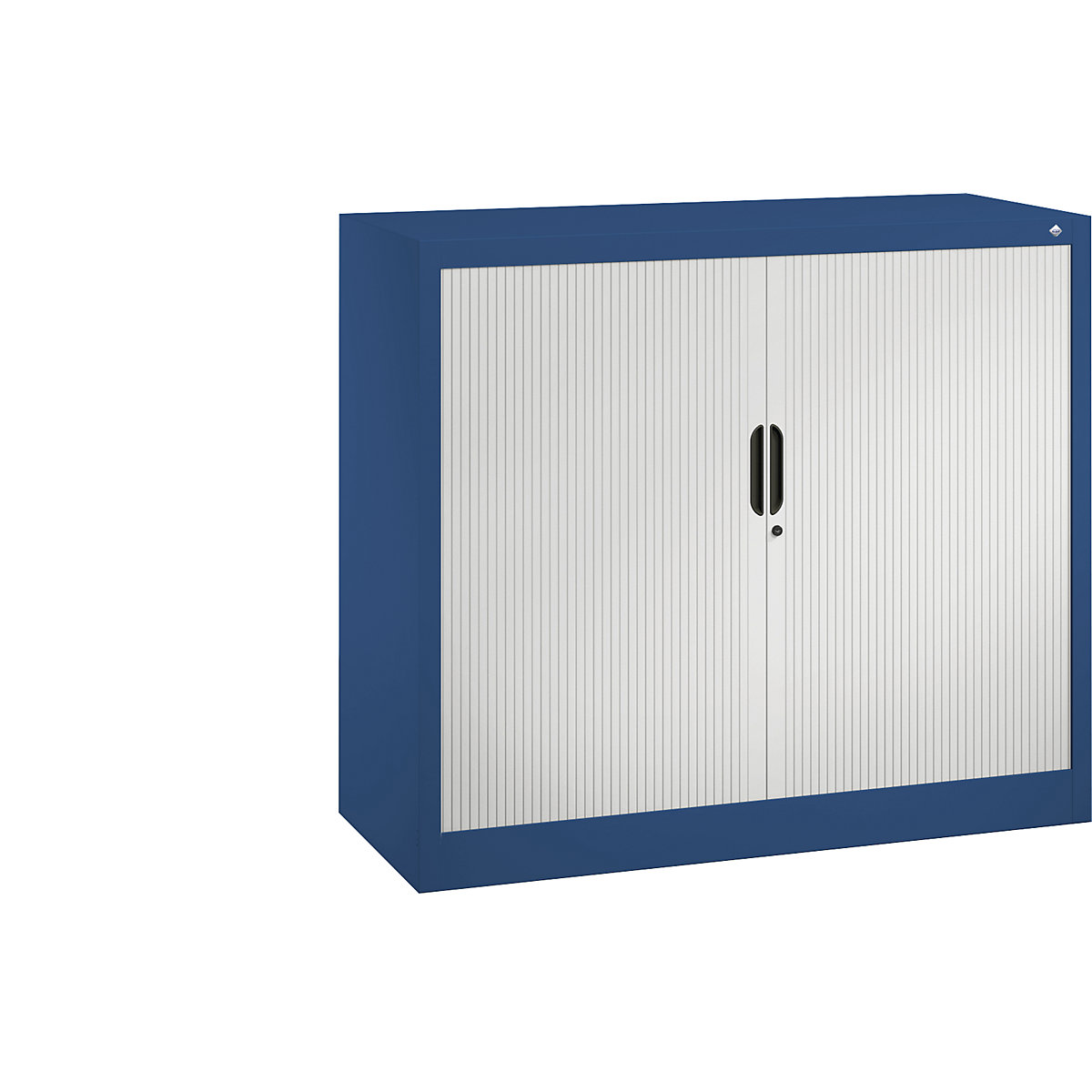 Žaluziová skříň s horizontální žaluzií – C+P, v x š x h 1030 x 1200 x 420 mm, 2 police, 2,5 výšky pořadačů, hořcově modrá / světle šedá-6
