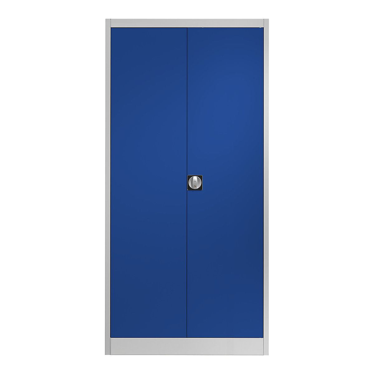 Ocelová skříň s otočnými dveřmi – mauser, 4 police, h 420 mm, světle šedá / ultramarínová, od 2 ks-4