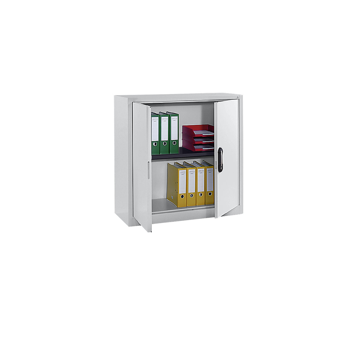 Ocelová skříň s otočnými dveřmi – C+P, v x š x h 1000 x 1000 x 420 mm, světle šedá-4