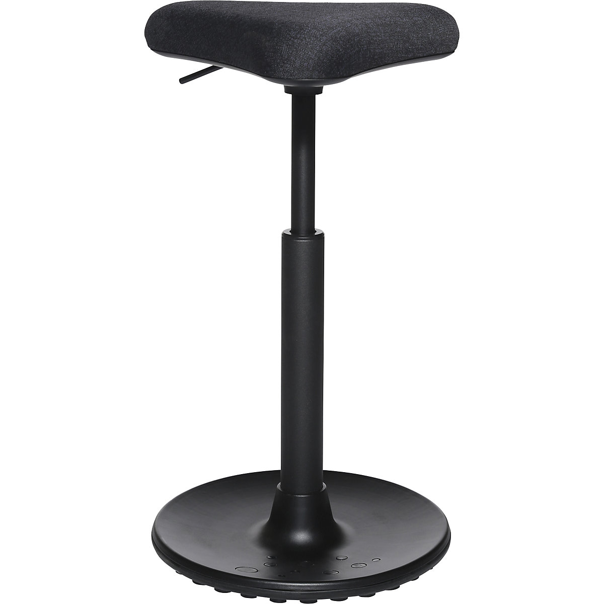 Balanční stolička SITNESS H – Topstar, model H1, s trojúhelníkovým sedákem, černý potah se vzorem, patka černá-6