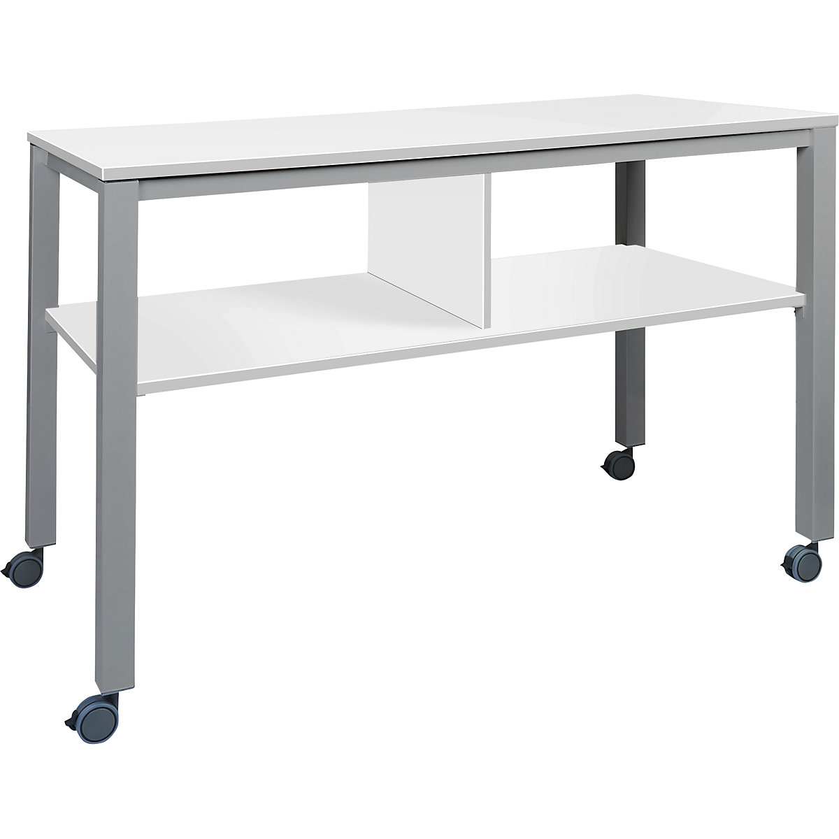 Multifunkční stůl E2008, mobilní, hliníkový stříbrný podstavec, deska bílá-7