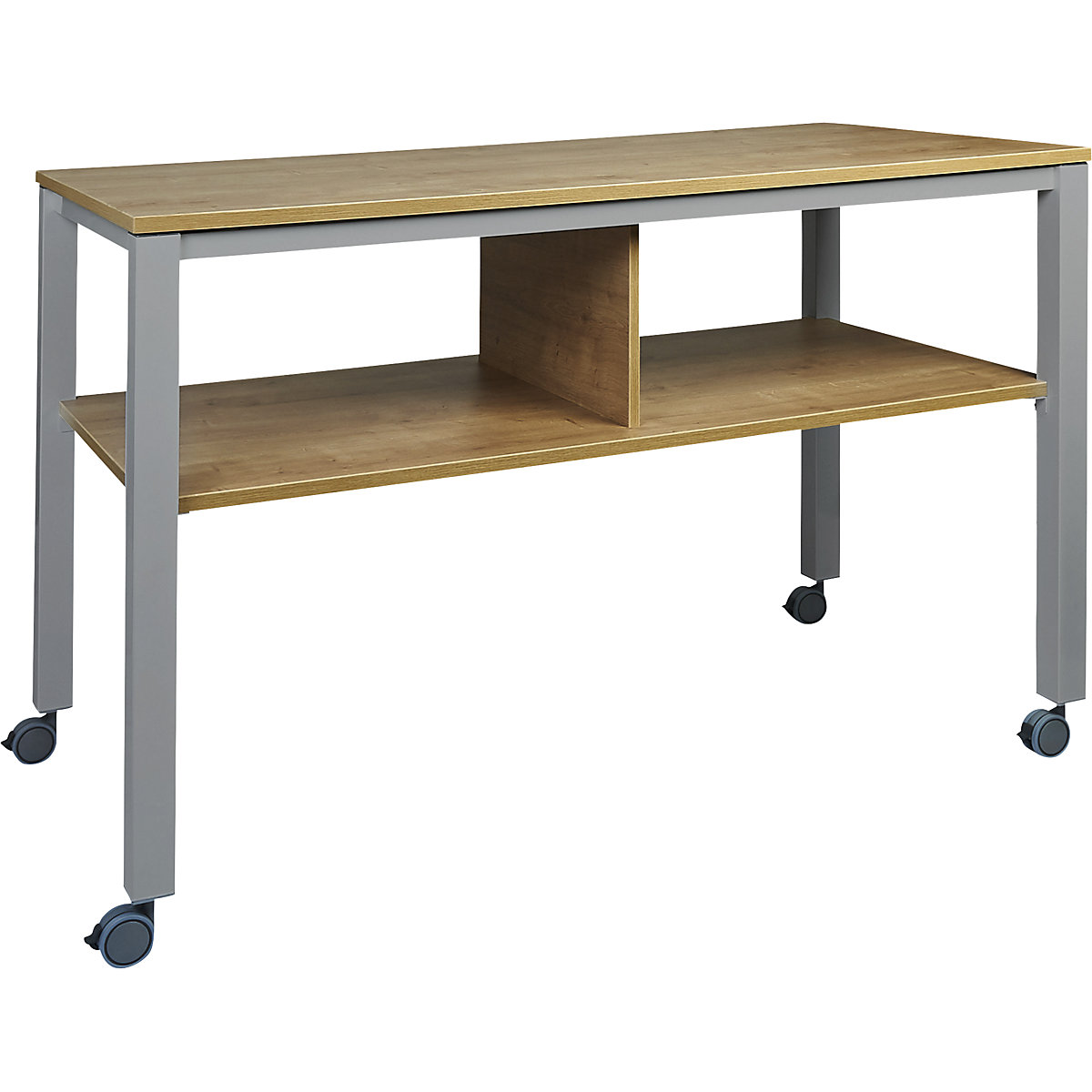 Multifunkční stůl E2008, mobilní, hliníkový stříbrný podstavec, deska dubový dekor-8