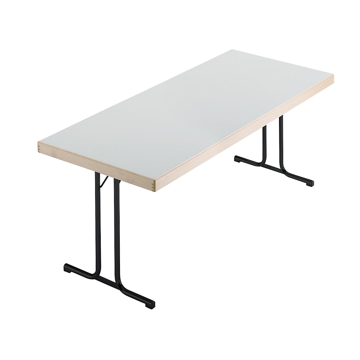 Sklopný stůl, podstavec s dvojitou T-nohou, 1500 x 800 mm, podstavec antracitový, deska svetle šedá-9