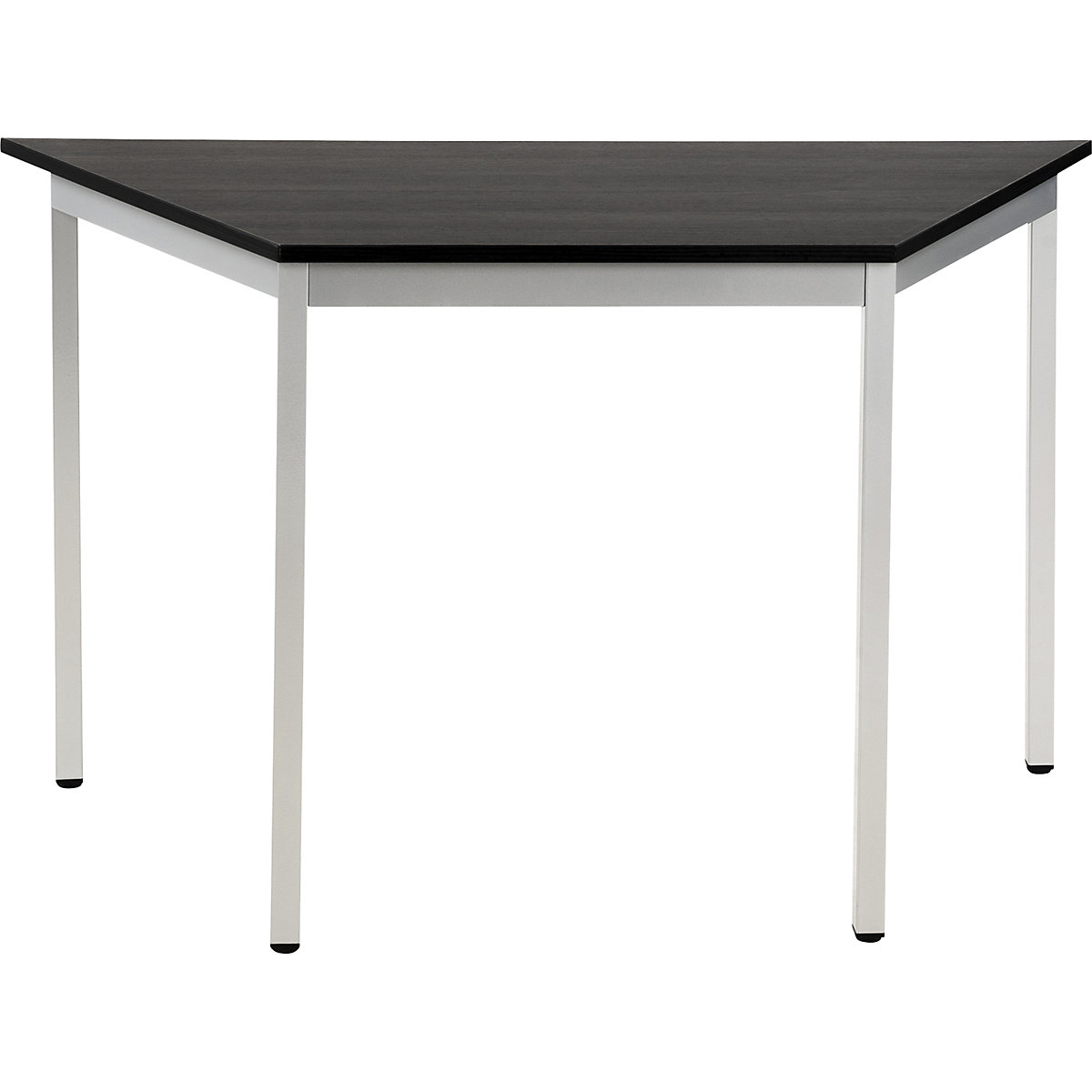 Víceúčelový stůl – eurokraft basic, lichoběžníkový tvar, v x š x h 740 x 1200 x 600 mm, deska v jasanovém dekoru tmavá šedá, podstavec v barvě bílý hliník-15