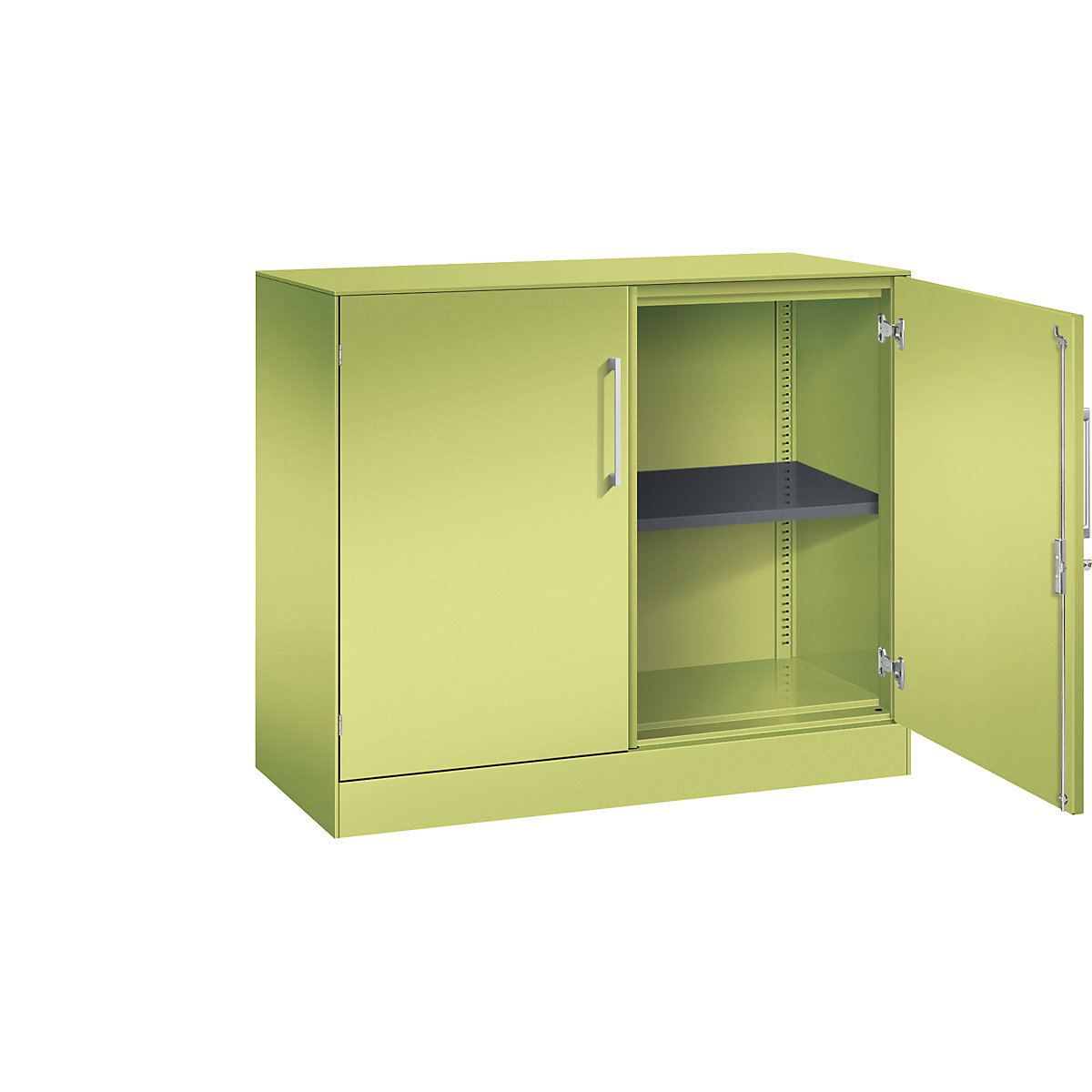C+P – Skříň s otočnými dveřmi ASISTO, výška 897 mm, šířka 1000 mm, 1 police, viridianová zelená/viridianová zelená