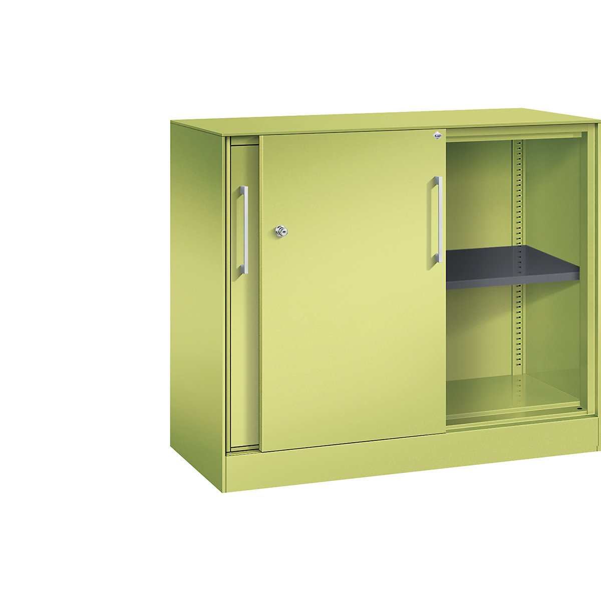 C+P – Skříň s posuvnými dveřmi ASISTO, výška 897 mm, šířka 1000 mm, viridianová zelená/viridianová zelená
