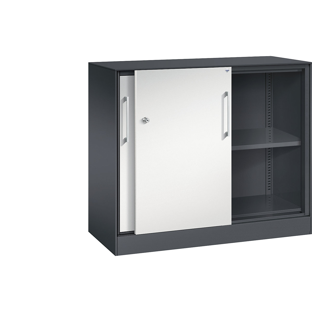 C+P – Skříň s posuvnými dveřmi ASISTO, výška 897 mm, šířka 1000 mm, černošedá/světlá šedá