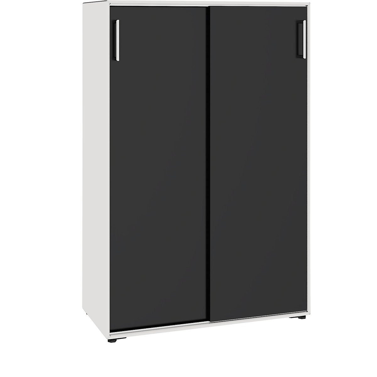Skříň s posuvnými dveřmi – mauser, 6 přihrádek, šířka 770 mm, signální bílá / černá-4