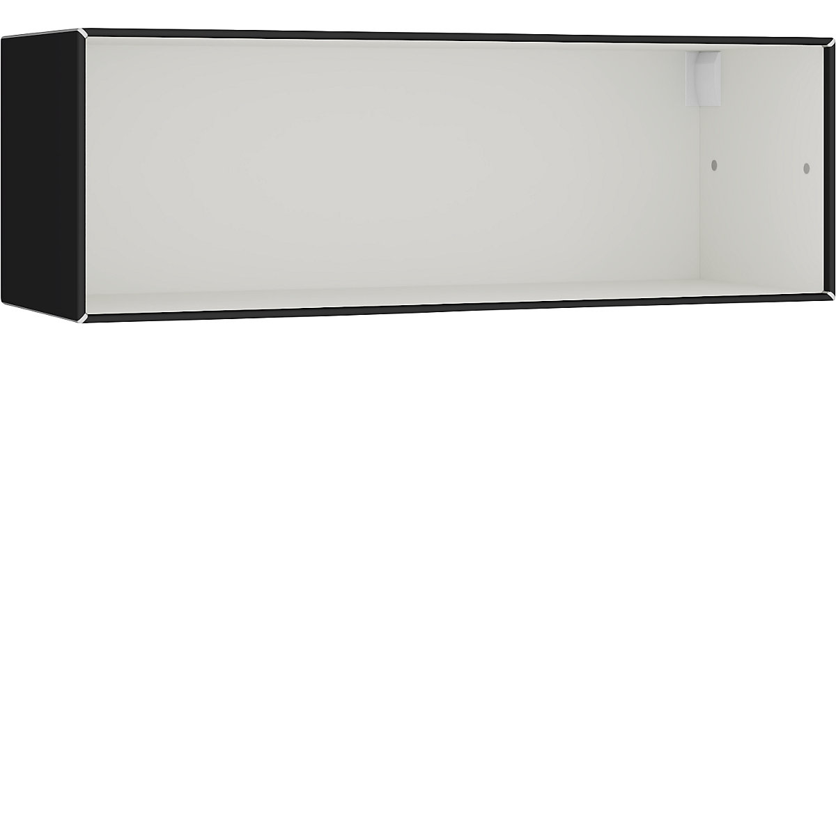 Závěsný otevřený samostatný box – mauser, šířka 1155 mm, černá / signální bílá-6
