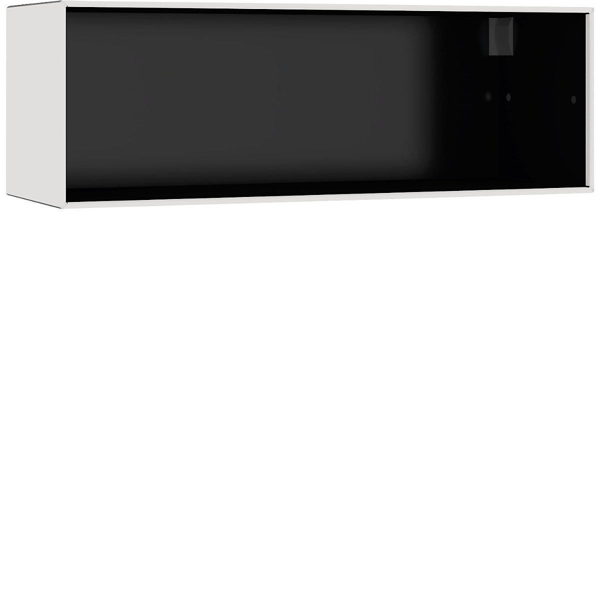 Závěsný otevřený samostatný box – mauser, šířka 1155 mm, signální bílá / černá-3