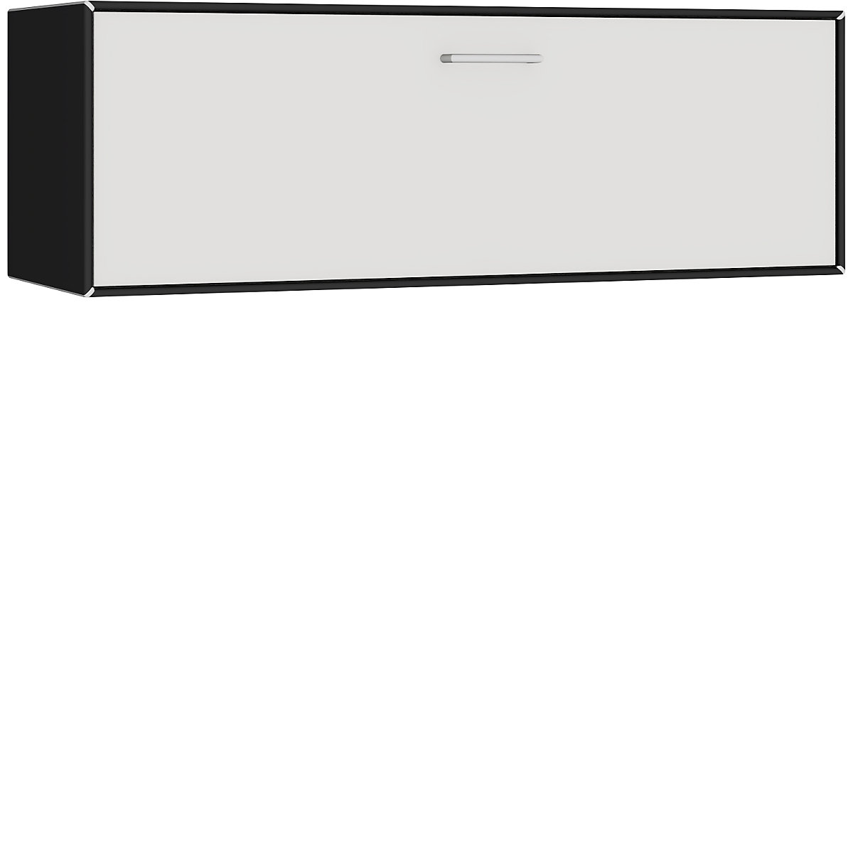 Závěsný samostatný box – mauser, 1 zásuvka, šířka 1155 mm, černá / signální bílá-5