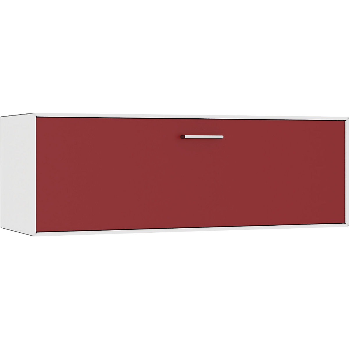Závěsný samostatný box – mauser, 1 zásuvka, šířka 1155 mm, čistá bílá / rubínová-3