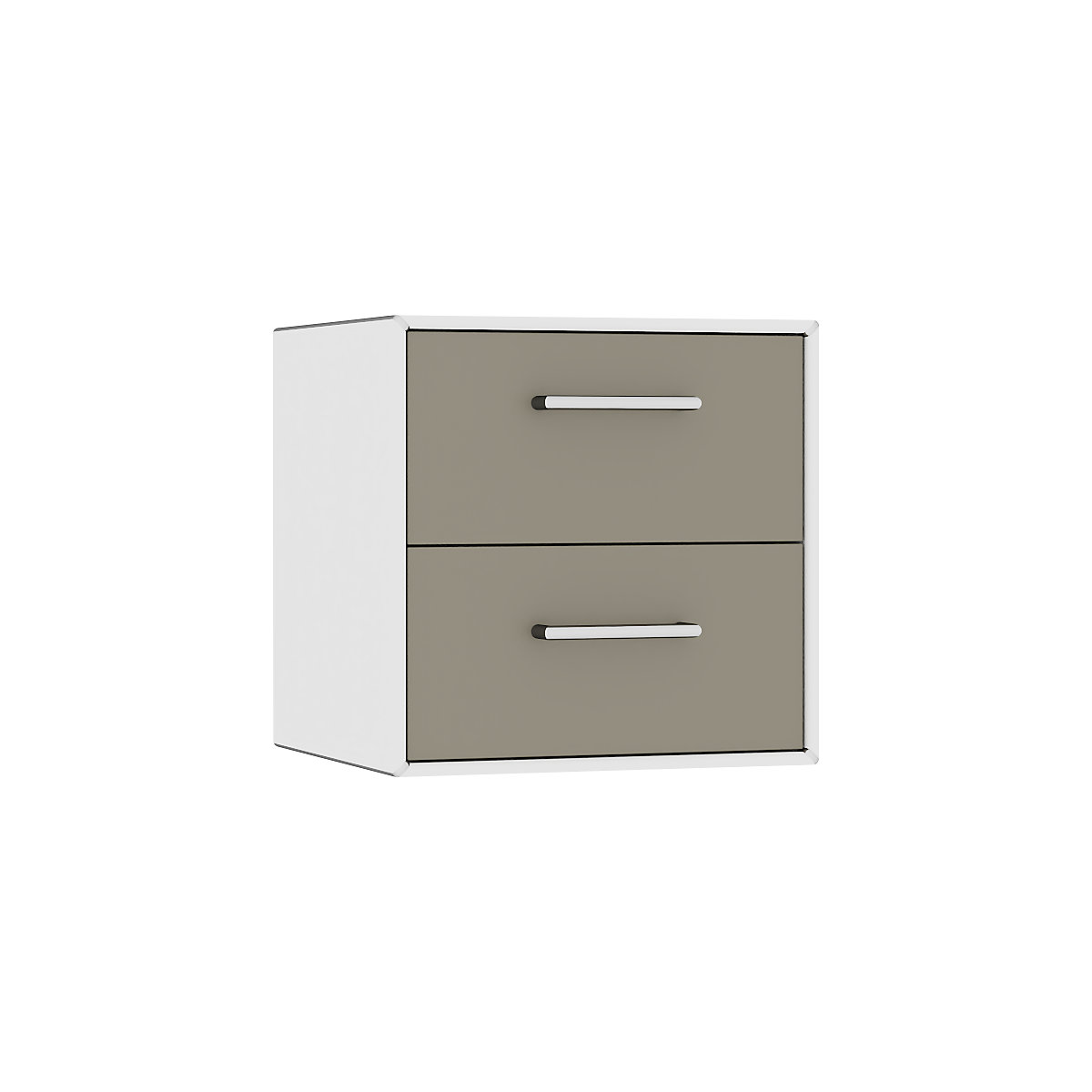 Závěsný samostatný box – mauser, 2 zásuvky, šířka 385 mm, čistá bílá / béžovošedá-3