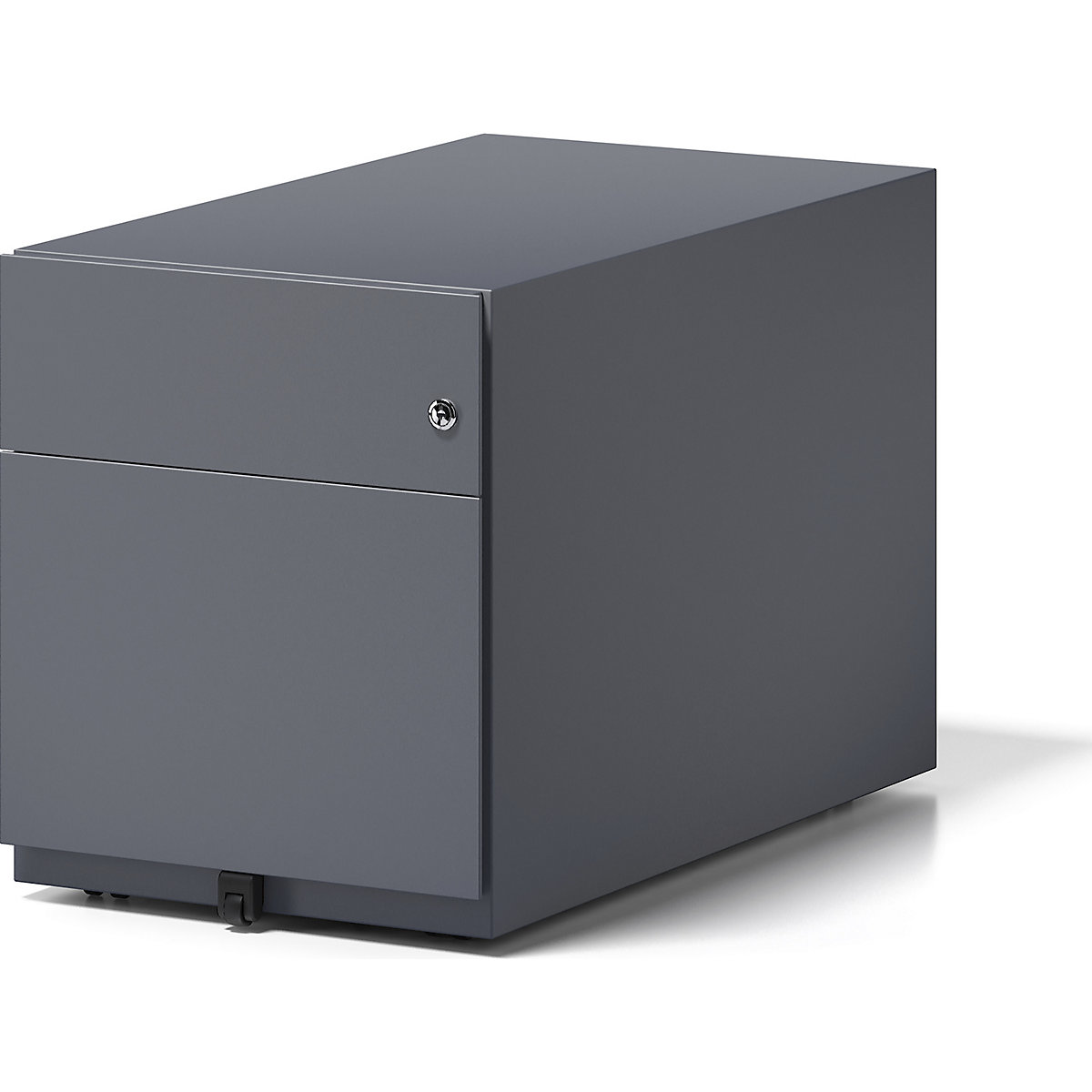 BISLEY – Pojízdný kontejner Note™, s 1 kartotékou pro závěsné složky a 1 univerzální zásuvkou, v x š x h 495 x 420 x 775 mm, s úchopnou lištou, antracitová šedá