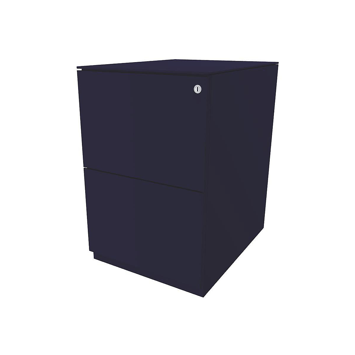 Pojízdný kontejner Note™, se 2 kartotékami pro závěsné složky – BISLEY, v x š 652 x 420 mm, s horní krycí deskou, oxfordská modrá-12