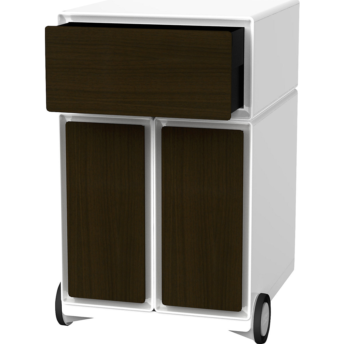 Pojízdný kontejner easyBox® – Paperflow, 1 zásuvka, 2 výsuvy pro závěsné složky, bílá / wenge-15