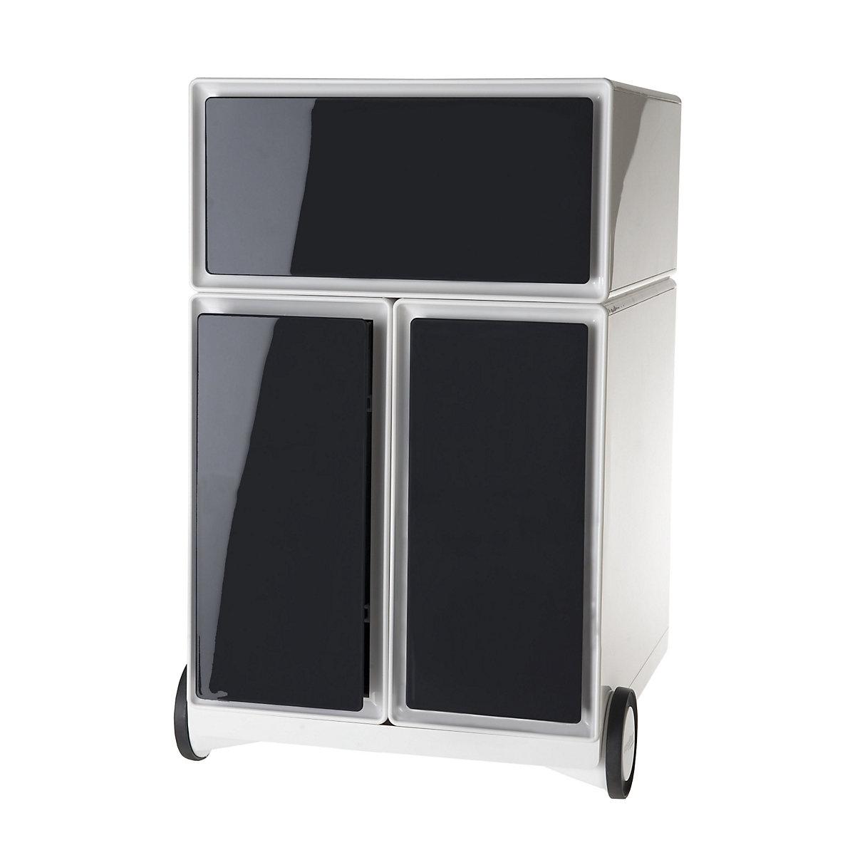 Pojízdný kontejner easyBox® – Paperflow, 1 zásuvka, 2 výsuvy pro závěsné složky, bílá / černá-10
