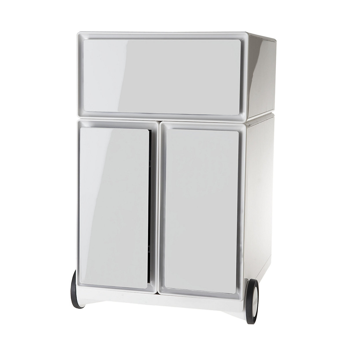 Pojízdný kontejner easyBox® – Paperflow, 1 zásuvka, 2 výsuvy pro závěsné složky, bílá / bílá-12