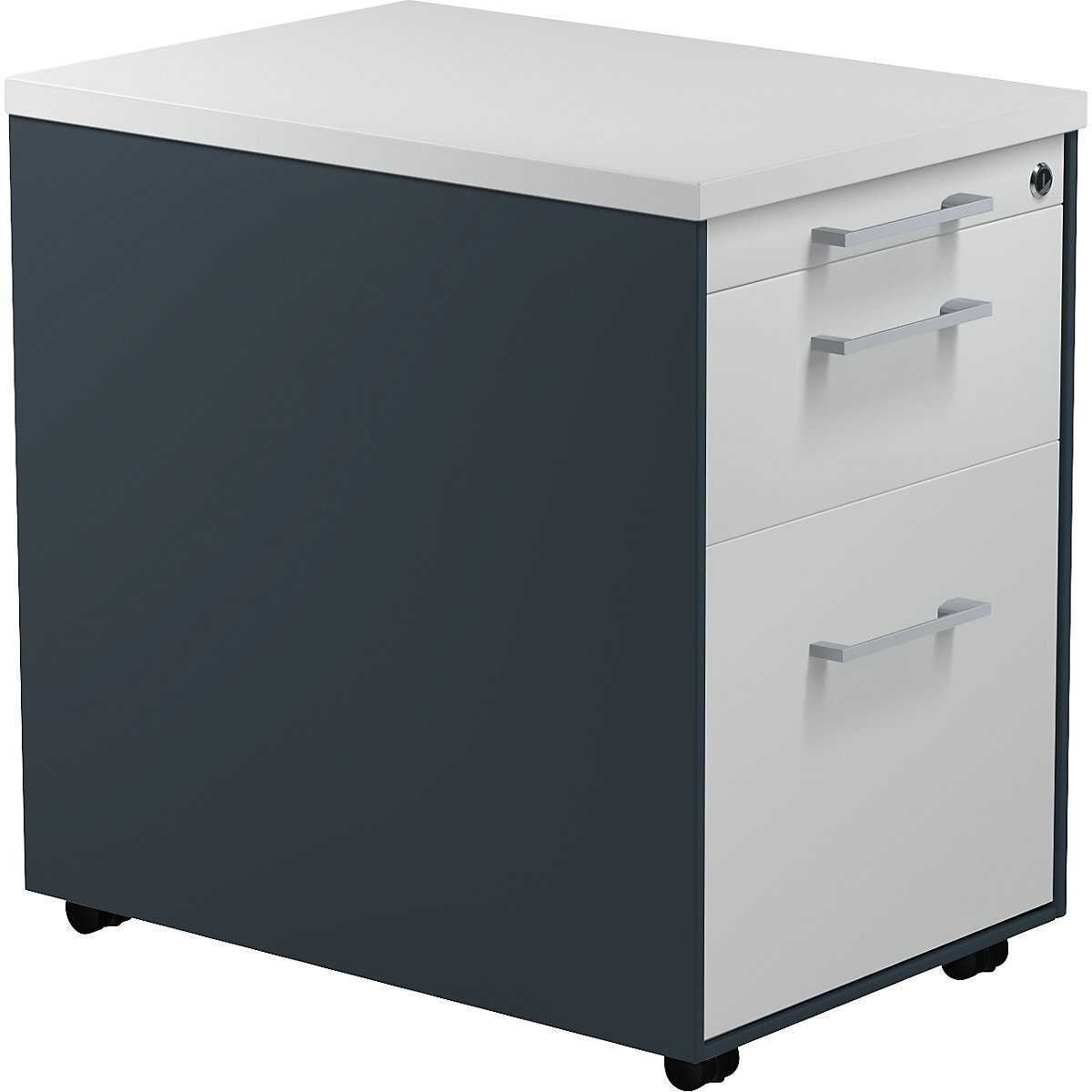 Pojízdný kontejner – mauser, v x h 579 x 600 mm, 1 zásuvka na materiál, 1 kartotéka pro závěsné složky, antracitová šedá / světlá šedá / světlá šedá-4