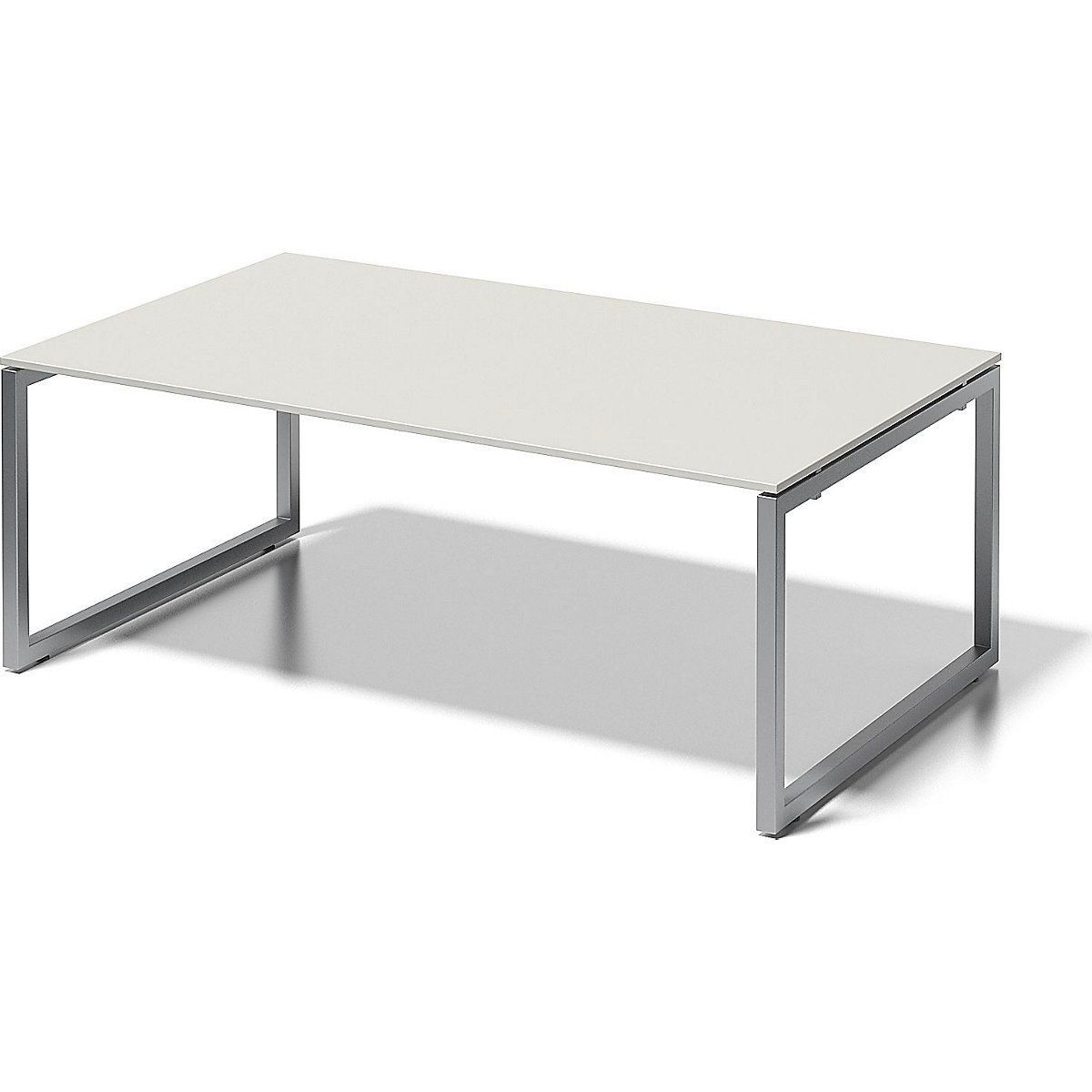 Psací stůl CITO s podstavcem ve tvaru O – BISLEY, v x š x h 740 x 2000 x 1200 mm, podstavec stříbrný, deska šedobílá-6