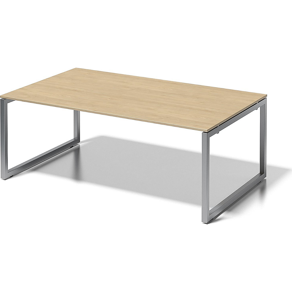 Psací stůl CITO s podstavcem ve tvaru O – BISLEY, v x š x h 740 x 2000 x 1200 mm, podstavec stříbrný, deska javorová-5