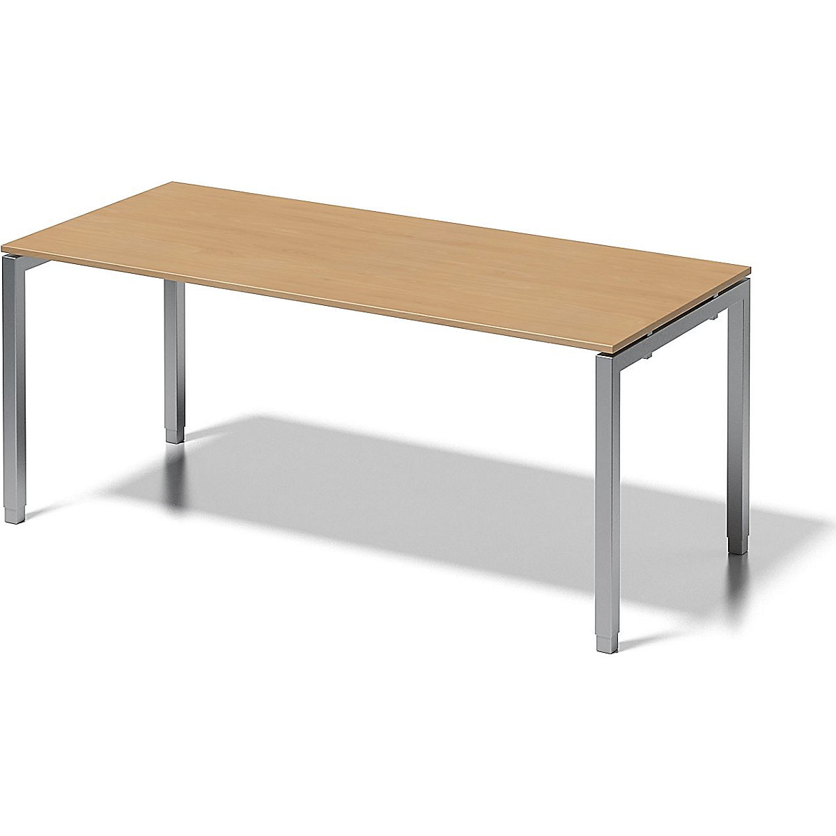 Psací stůl CITO s podstavcem ve tvaru U – BISLEY, v x š x h 650 – 850 x 1800 x 800 mm, podstavec stříbrný, deska buková-2