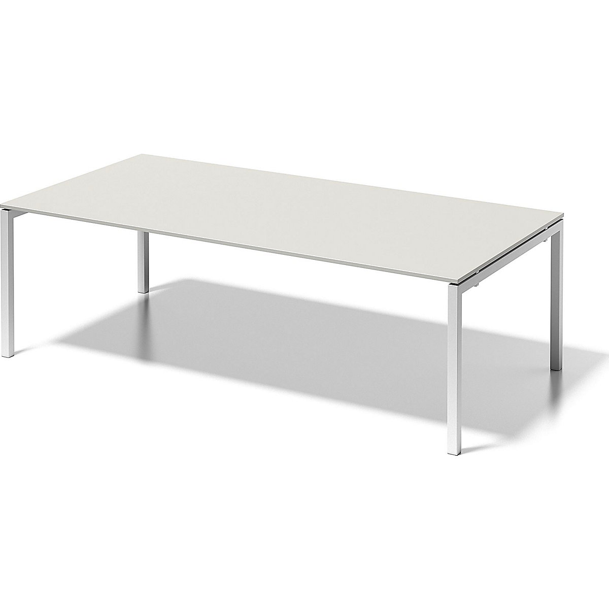 Psací stůl CITO s podstavcem ve tvaru U – BISLEY, v x š x h 740 x 2400 x 1200 mm, podstavec bílý, deska šedobílá-6