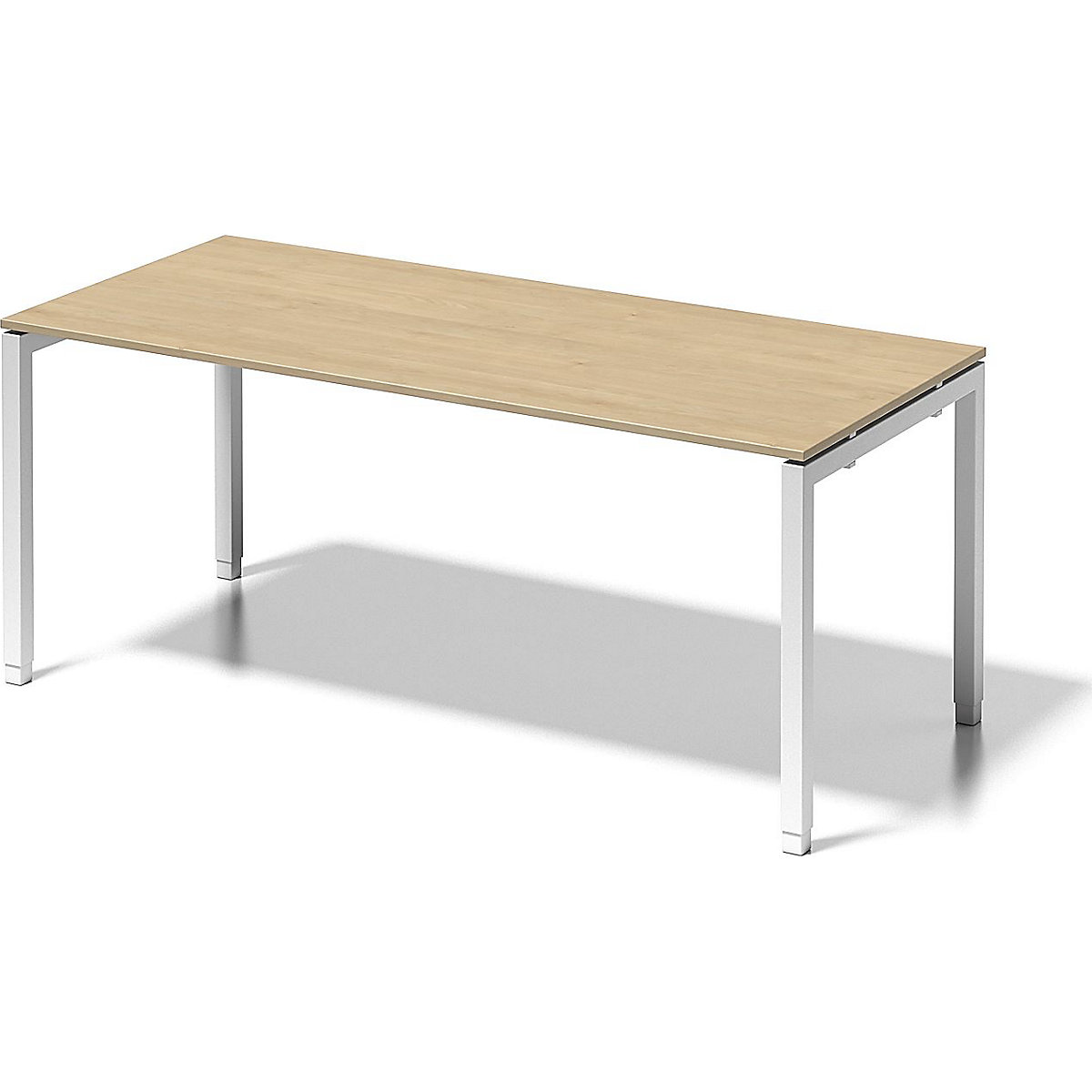 Psací stůl CITO s podstavcem ve tvaru U – BISLEY, v x š x h 650 – 850 x 1800 x 800 mm, podstavec bílý, deska javorová-3