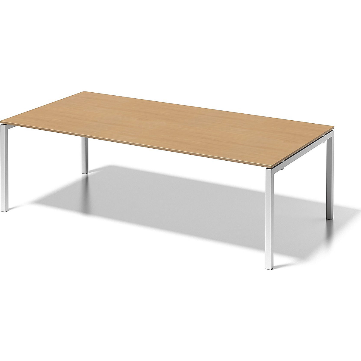 Psací stůl CITO s podstavcem ve tvaru U – BISLEY, v x š x h 740 x 2400 x 1200 mm, podstavec bílý, deska buková-4