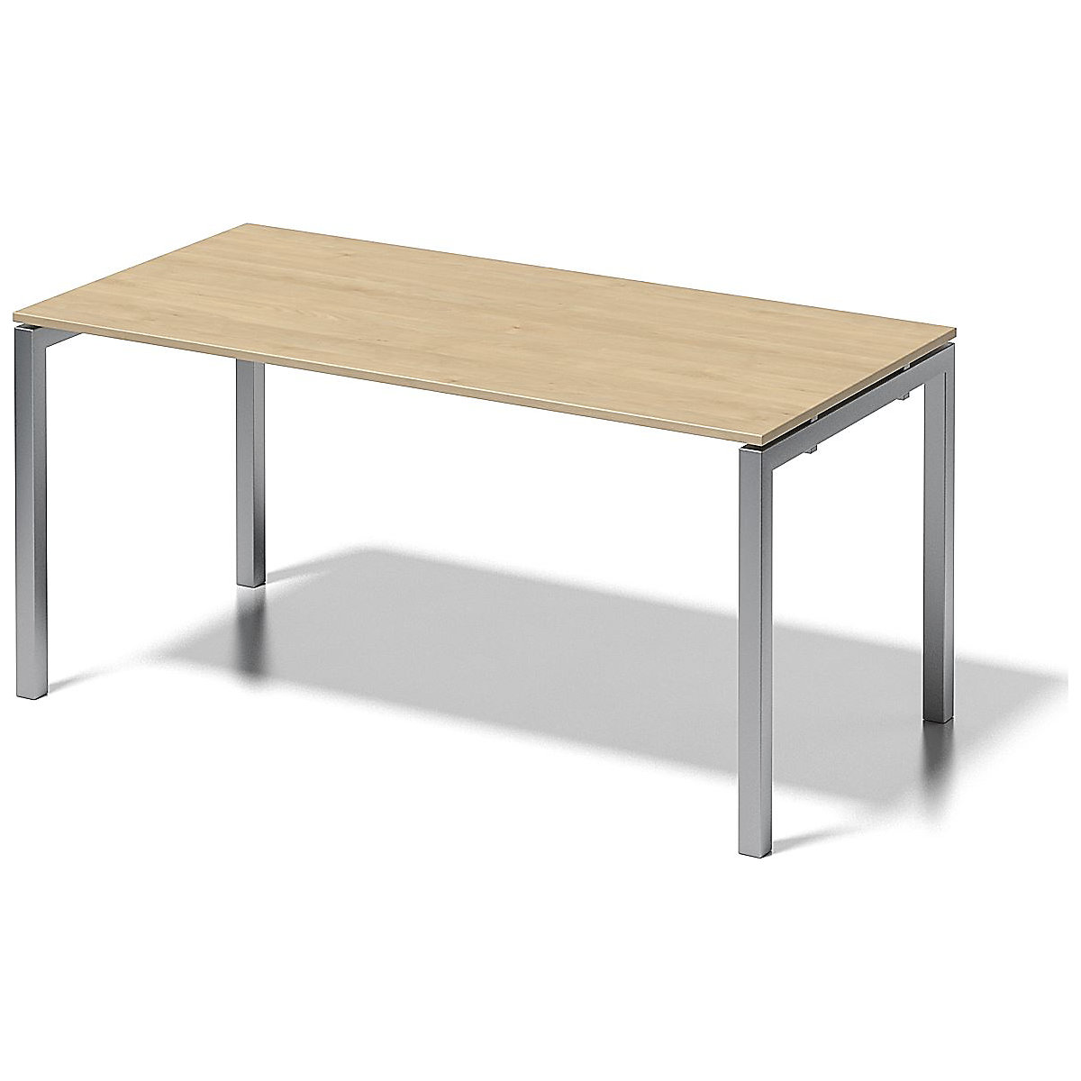 Psací stůl CITO s podstavcem ve tvaru U – BISLEY, v x š x h 740 x 1600 x 800 mm, podstavec stříbrný, deska javorová-6