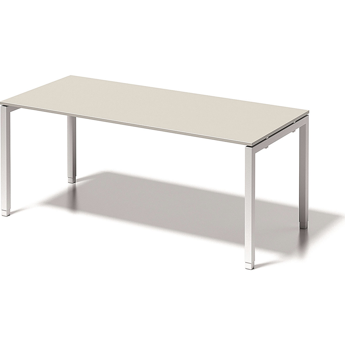 Psací stůl CITO s podstavcem ve tvaru U – BISLEY, v x š x h 650 – 850 x 1800 x 800 mm, podstavec bílý, deska šedobílá-4