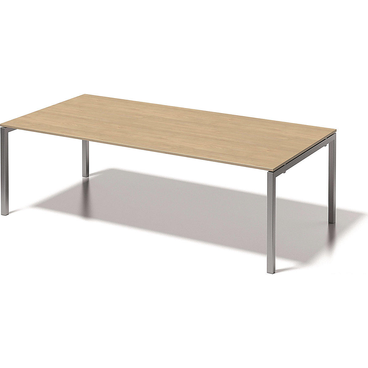 Psací stůl CITO s podstavcem ve tvaru U – BISLEY, v x š x h 740 x 2400 x 1200 mm, podstavec stříbrný, deska javorová-5