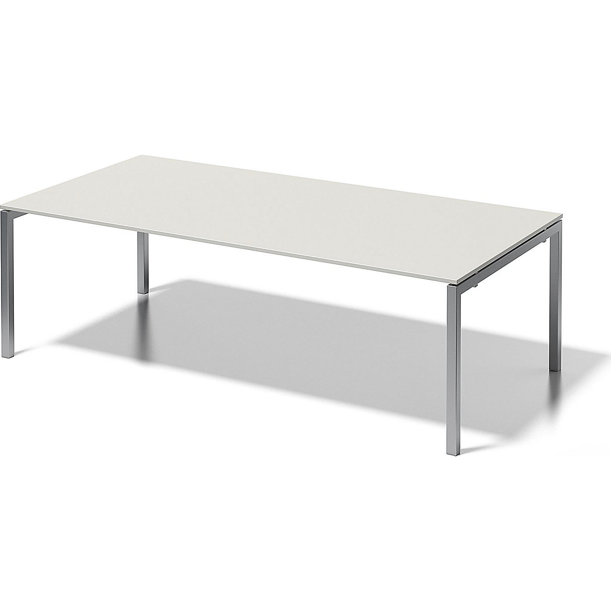 Psací stůl CITO s podstavcem ve tvaru U – BISLEY, v x š x h 740 x 2400 x 1200 mm, podstavec stříbrný, deska šedobílá-7